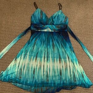 Blue and Green Flowy Boho Dress